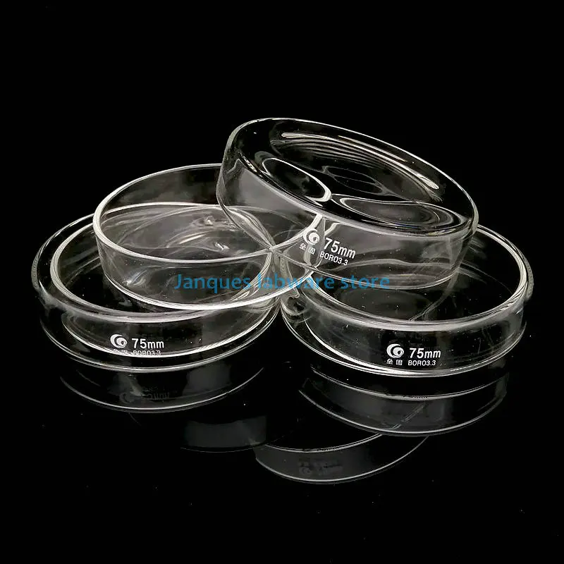Prato da cultura de petri do vidro de borosilicate de 5 pces diâmetro 75mm usado para a cultura de bactérias, células e bactérias do ácido láctico