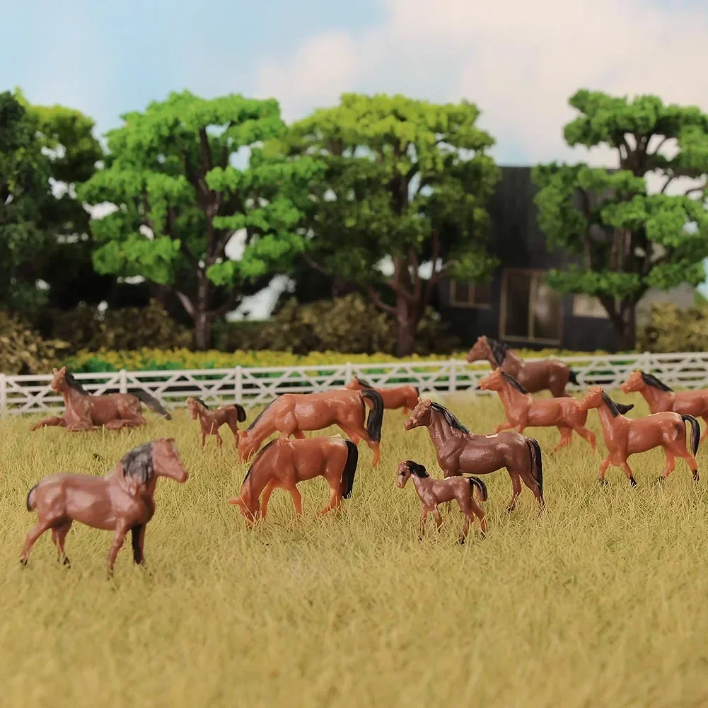 10PCS 1:87 HO Scale Miniature Farm Animals Painted Horses Model DIY Diorama Making Educational Toys Birthday Gift Collection