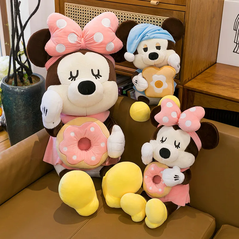 

45-80cm Minnie Mickey Mouse Couples Doughnut Kawaii Movies Stuffed Plush Toy Doll Birthday Girlfriend Girl Xmas Gift