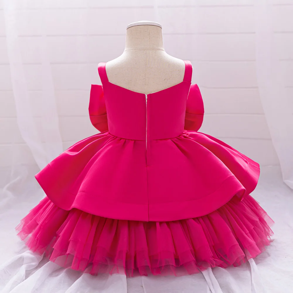 Pageant Big Bow 1st Birthday Dress For Baby Girl Clothes Baptism Toddler Princess Dress Girls Dresses Party Wedding Gown 0-2Y