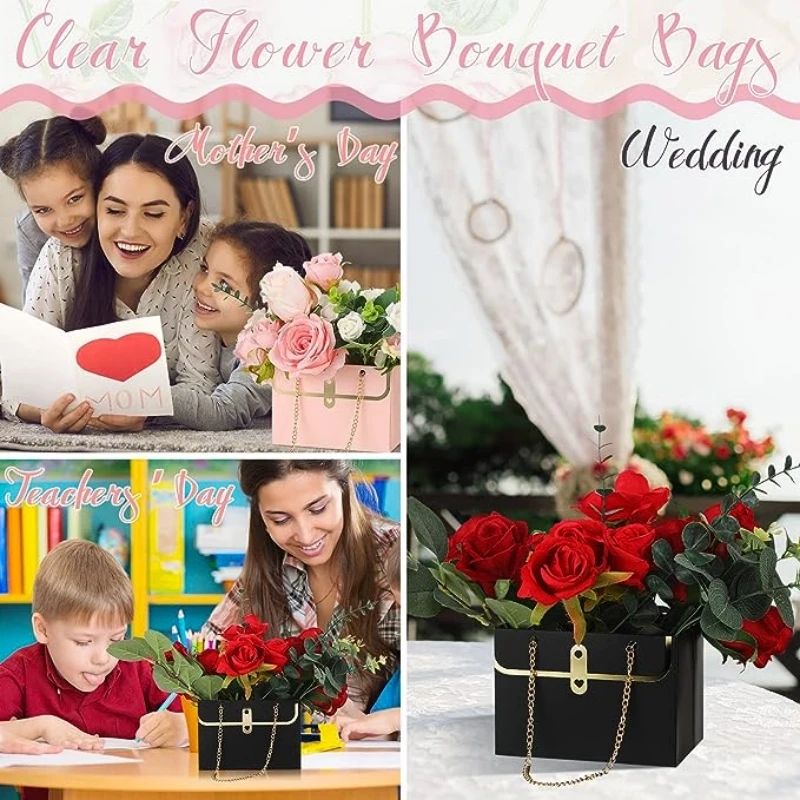 Portable Flower Box Wedding Creative Bouquet Small Scented Bag Rose Party Foldable Paper Tote Gift Bag Gift Flower Packaging