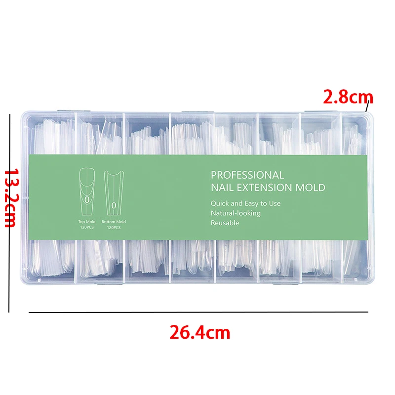 240 pièces de formes à ongles doubles pour extensions, réutilisables, tailles mixtes (15 tailles), formes cercueil et amande, pour extension rapide, outils de manucure, Top