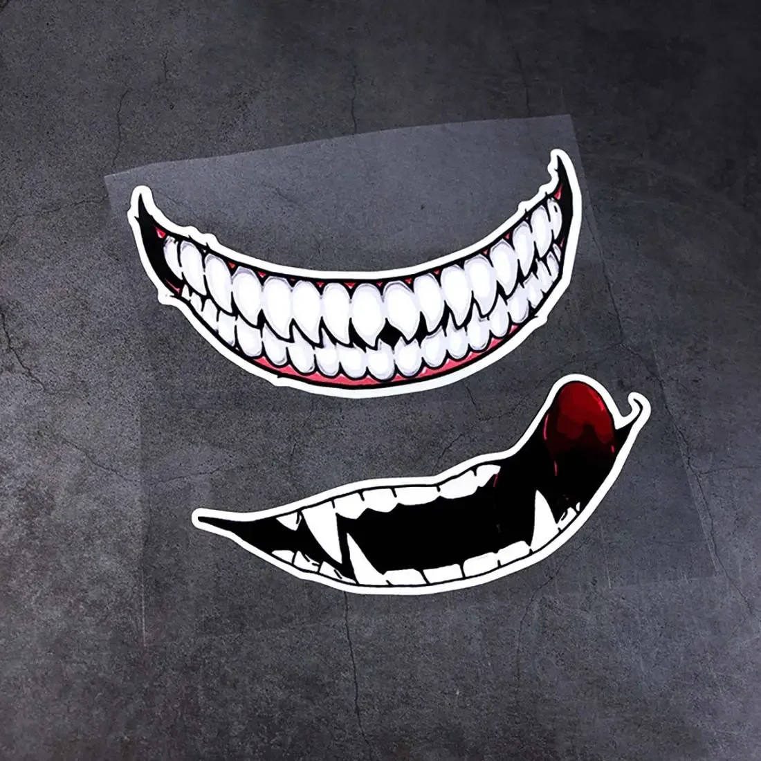 Evil Tooth Motorcycle Helmet Sticker Dark Personality Waterproof Car Mohawk Biker Helmet Tooth Decoration Sticker Exterior Acces