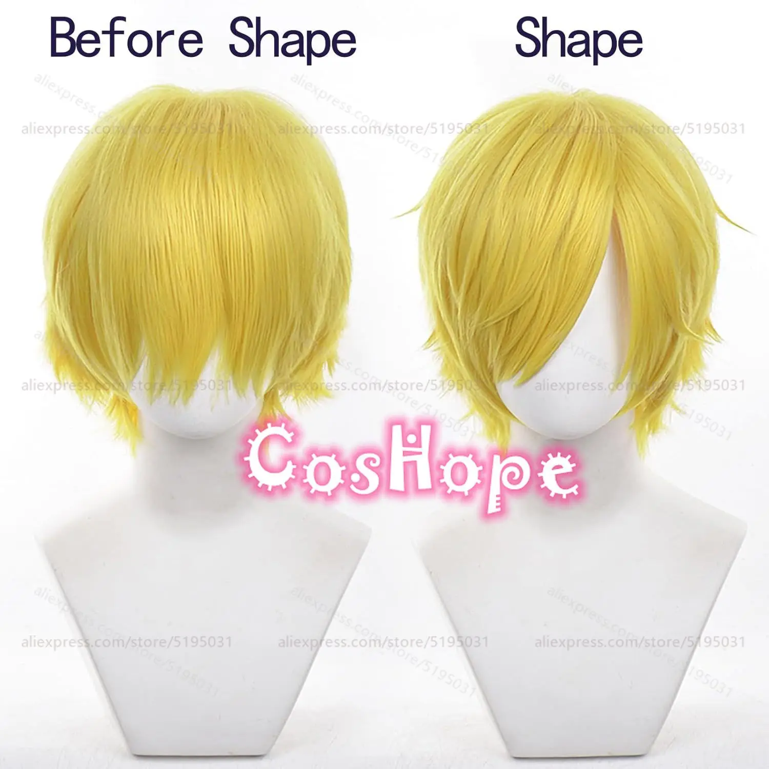 Sanji Cosplay Wig 30cm Short Frizzy Hair Yellow Wig Cosplay Anime Cosplay Heat Resistant Synthetic Wigs