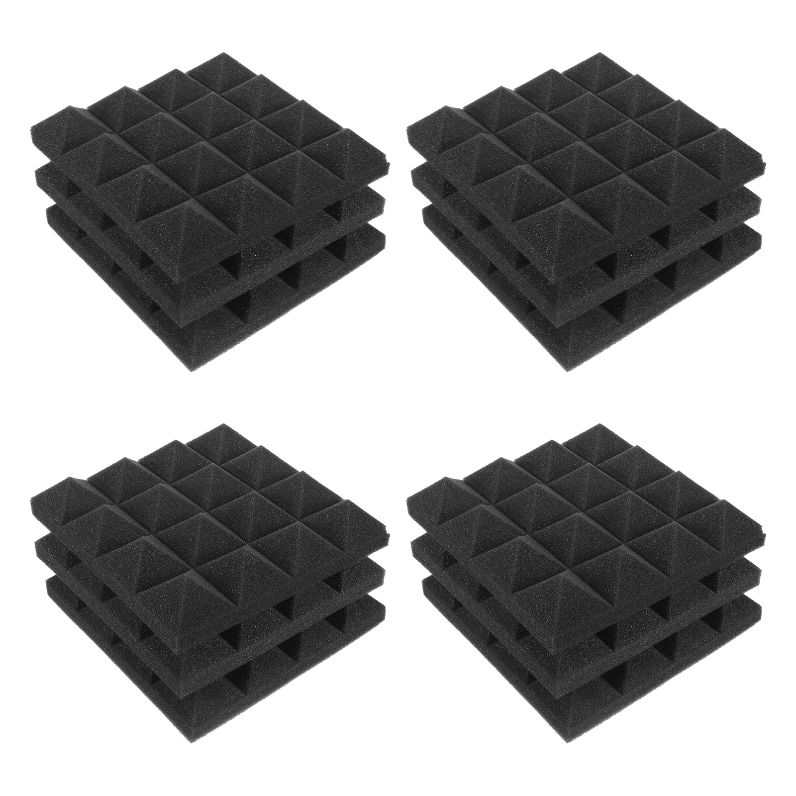 

12 Pcs Black Soundproof Cotton Sticker Wall Panels Noise Reduction Absorbing Self Adhesive For Studio Bedroom