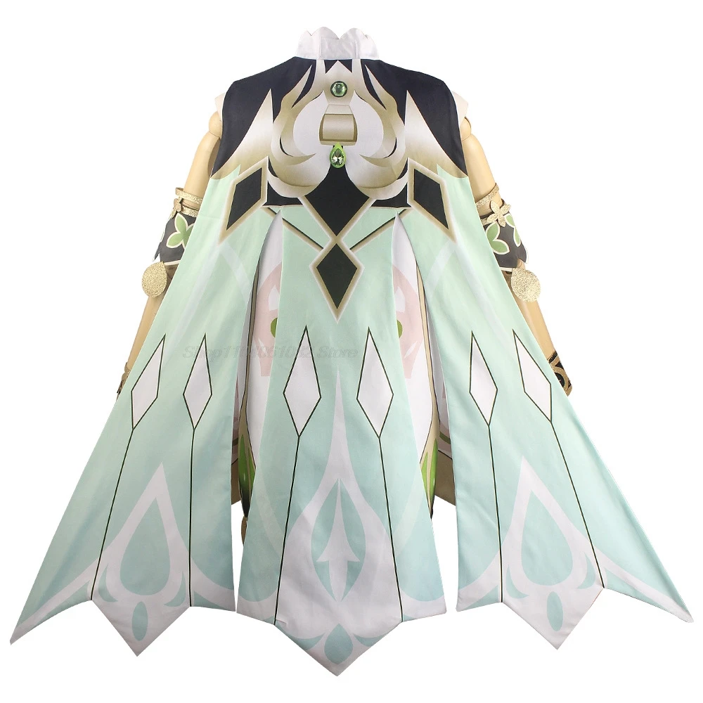 Costume de Cosplay de la Demoiselle d'Honneur Nahida Genshin Impact, avec Perruque du Seigneur Kusanali, Robe de Style Mignon, pour Fille et Enfant