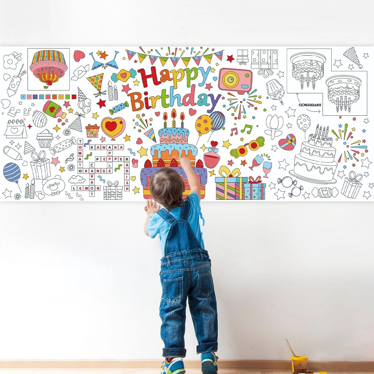 Verjaardags Reus Kleuraffiche/Tafelkleed-Verjaardagsambachten Voor Kinderen Papier Kleuring Banner Kids Cadeaus Verjaardagsfeestje Decoraties