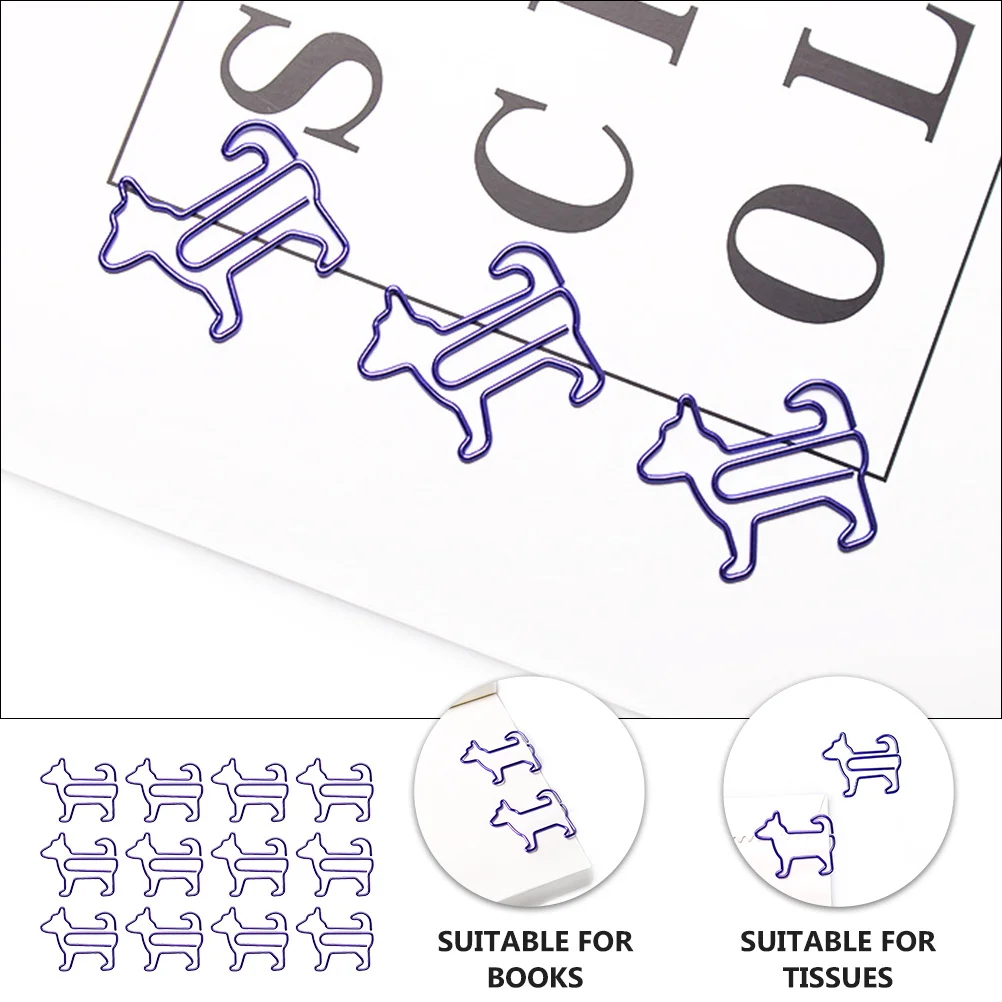 12 Pcs Bookmark Folder Metal Cartoon Clip Coloful Paper Clips 55x4x2cm Mini Binders Dog