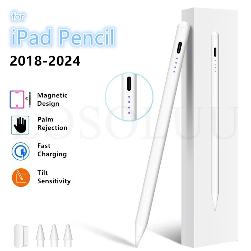 

Для Apple Pencil 2 1 стилус с защитой от ладони и чувствительностью наклона для iPad 6/7/8/9/10 2018-2023 годов, Pro 11/12,9, Mini 5/6, Air3/4/5