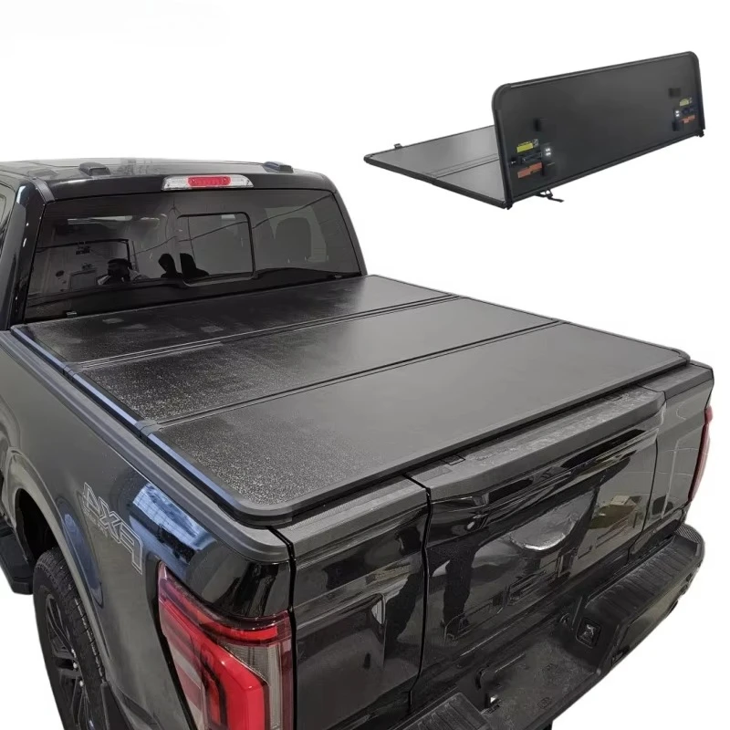 

Pickup Aluminum Hard Manual Tonneau Cover Lid Truck Tri Fold Bed Cover for 2021 2022 2023 F150 5.5 ft