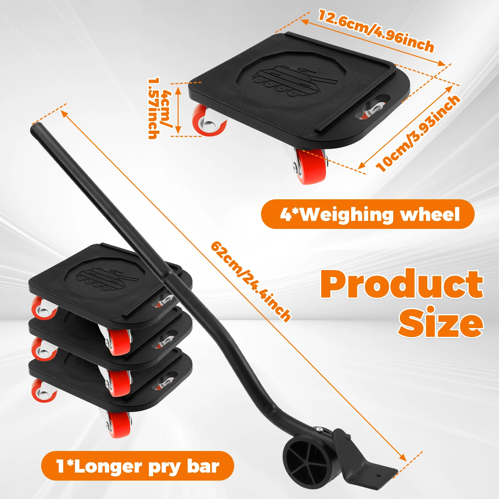 5Pcs Furniture Moving Transport Roller Set Removal Lifting Move Tool Wheel Bar Mover Lifter Moving Heavy Stuff Device Hand Tool