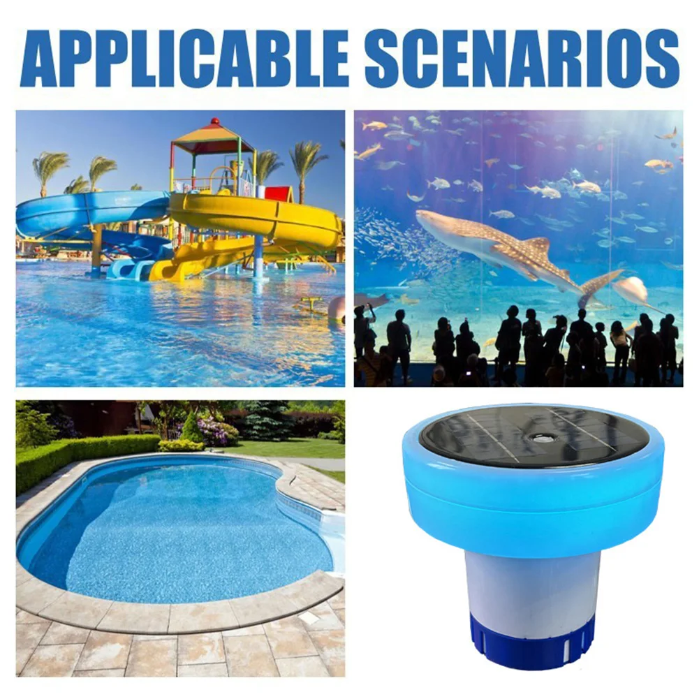 Solar Pool Ionizer Light Up Chlorine Holder 7 Colors Chlorine Tablets Floater Adjustable Chemical Delivery for Pool Spa Hot Tub