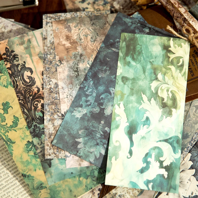 4 Style 24 Pcs Mottled Years series Paper Material Paper Vintage Scrapbooking Material Handbook Decoration Decorative Base Paper