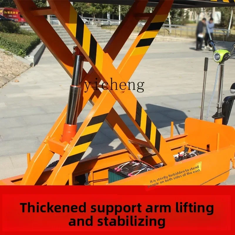 

Mobile Hydraulic Automatic Lifting Machine Workbench Three-Wheel Flatbed Small Cart Lifting 1 Ton