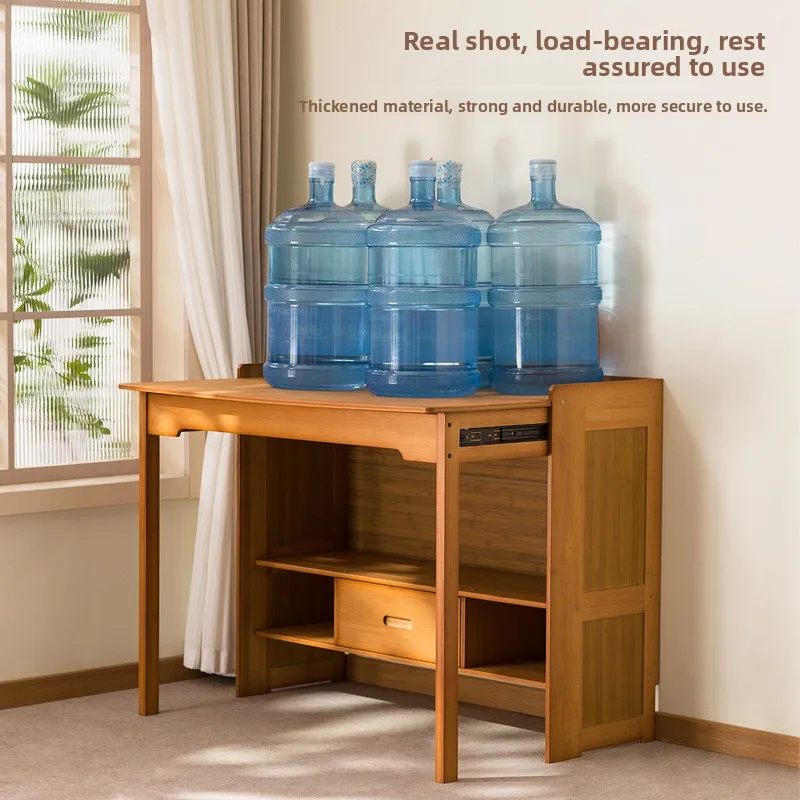 مكتب من الخشب الصلب، مكتب كتابة منزلي، طاولة قابلة للطي مع مساحة تخزين