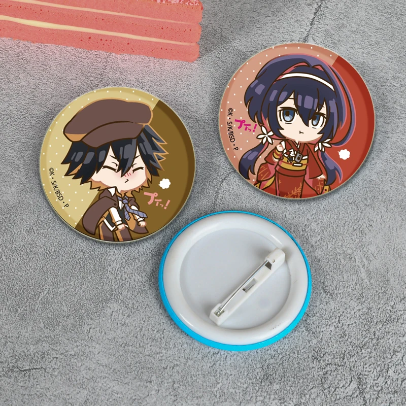 32/44/58mm Anime Bungo Stray Dogs Tinplate Soft Snap-in Button Pins Brooches Badge on Backpack Accessories Jewelry