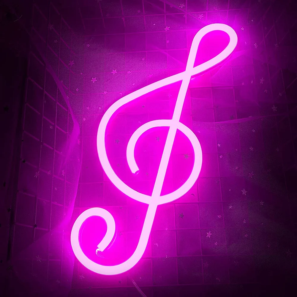 LED Neon Sign Night Lights Music Note Butterfly Heart Battery USB Powered Alien Light Art Wall for Bedroom Kids Party Home Decor