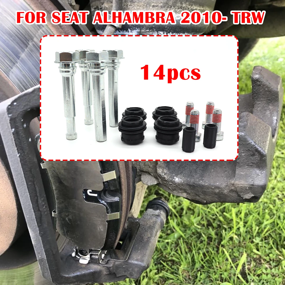 

14pcs FOR SEAT ALHAMBRA 2010 2011 2012 2013-Brake Caliper Cylinder Slider Guide Pin For Disc Housing Bolts Bushing Boot Seal Kit