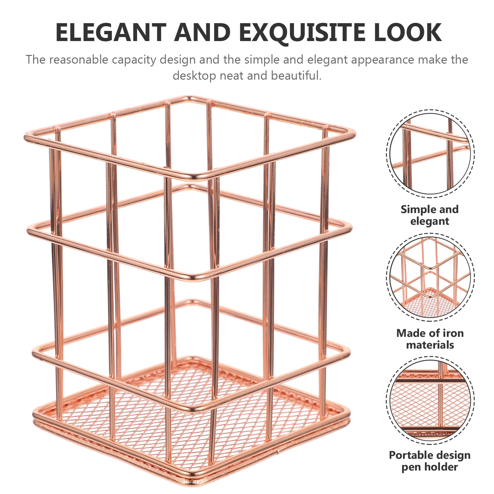 Metal Pen Holder Small Desktop Organizer Pencil Cup Makeup Brush Holder Office Home Use Multifunctional Storage Container