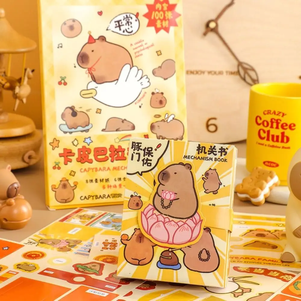 Kapibara หนังสือการ์ตูน Capybara ของเล่นแบบเงียบทำมือกระดาษคาปิบาราสมุดสะสมสติ๊กเกอร์อนิเมะหนังสือการ์ตูน DIY ของเล่นหนังสือยุ่งๆสำหรับเด็ก