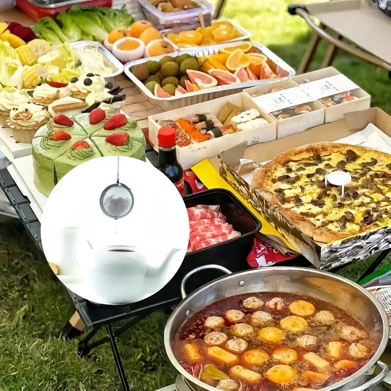 1 قطعة/304 كرة فلتر بنكهة الفولاذ المقاوم للصدأ، كرة فلتر الشاي، كرة فلتر الحساء مع خطاف سلسلة التمديد