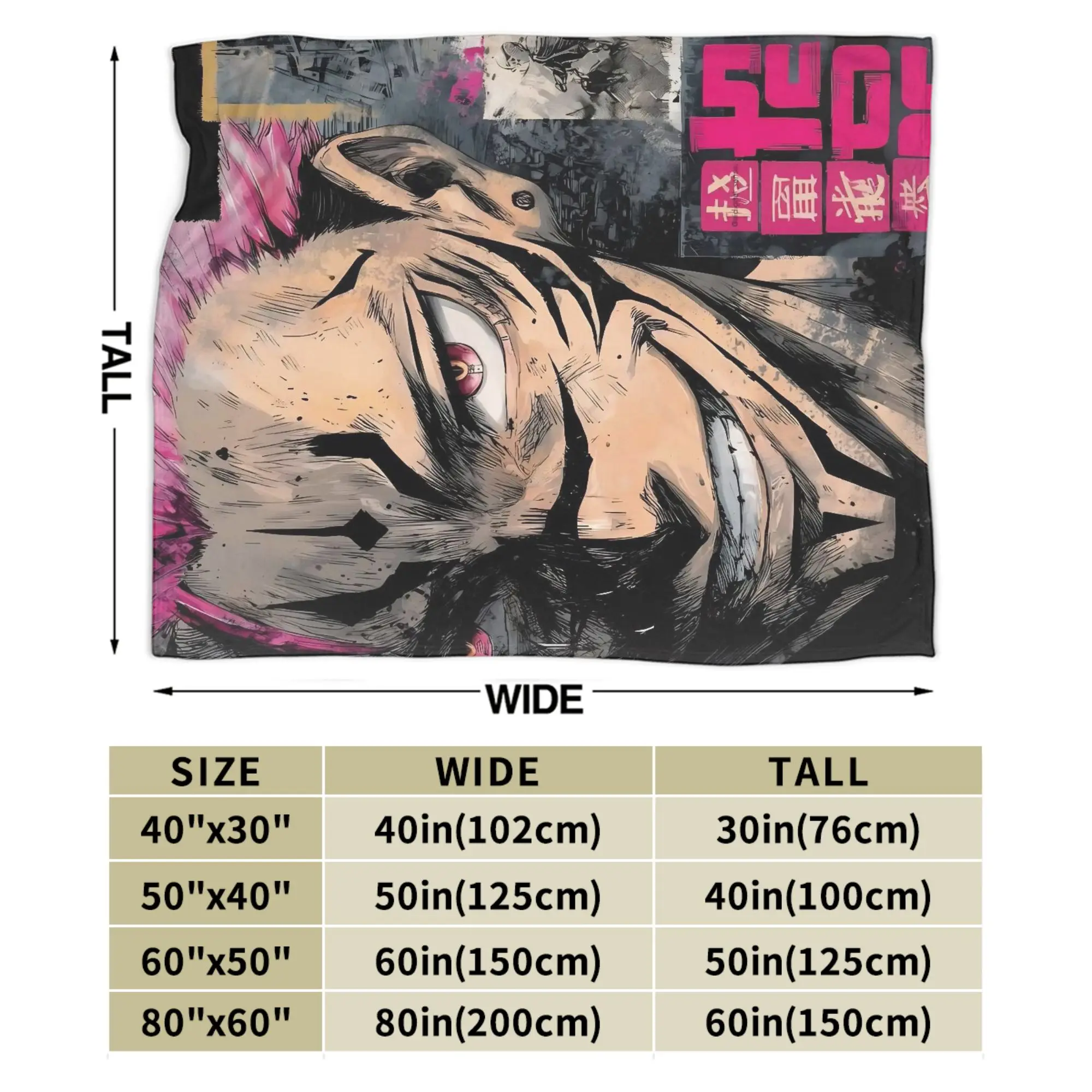 Sukuna Ryomen Jujutsu Kaisen بطانية الفانيلا المطبوعة متعددة الوظائف فائقة النعومة رمي البطانيات ل أريكة السفر المفارش #3