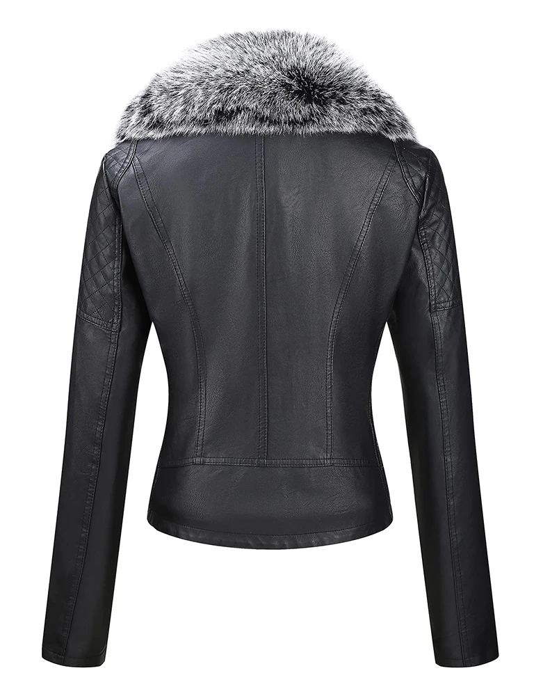 Giolshon-chaquetas con cuello de piel para mujer, abrigo de piel sintética de gamuza, chaqueta de Moto, prendas de vestir exteriores cálidas,