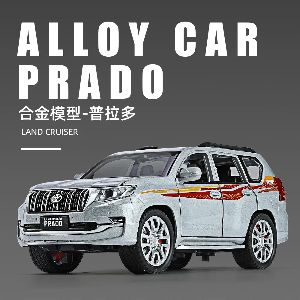 Land Cruiser Prado off-road 1:32 vehicle Diecast Metal Alloy Model car Sound Light Pull Back Collection Toy Gift