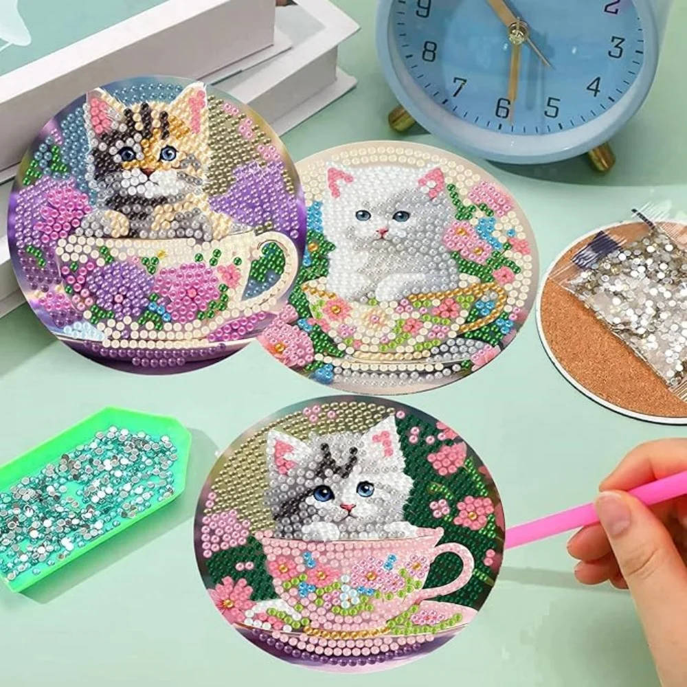 Manualidades Pintura Con Diamantes Kit De Posavasos Con Diamantes Para Pintar – 10 Posavasos Con Diseño De Gato, Manualidad Para Niños Y Adultos Manualidades Pintura Con Diamantes Kit De Posavasos Con Diamantes Para Pintar – 10 Posavasos Con Diseño De Gato, Manualidad Para Niños Y Adultos