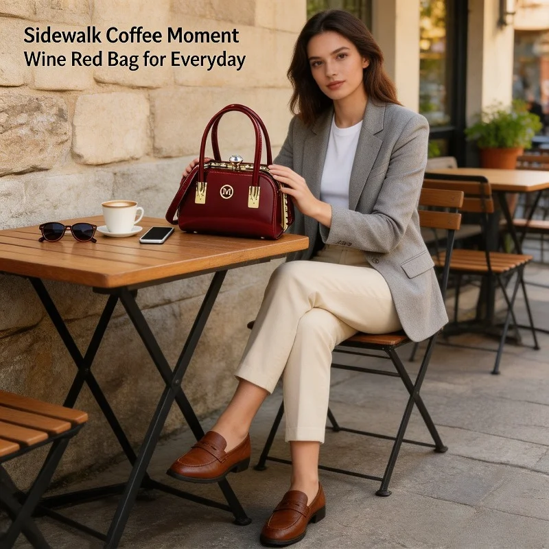 Women Glossy Patent Leather Do - Top Handle Patent Bag 评论和价格