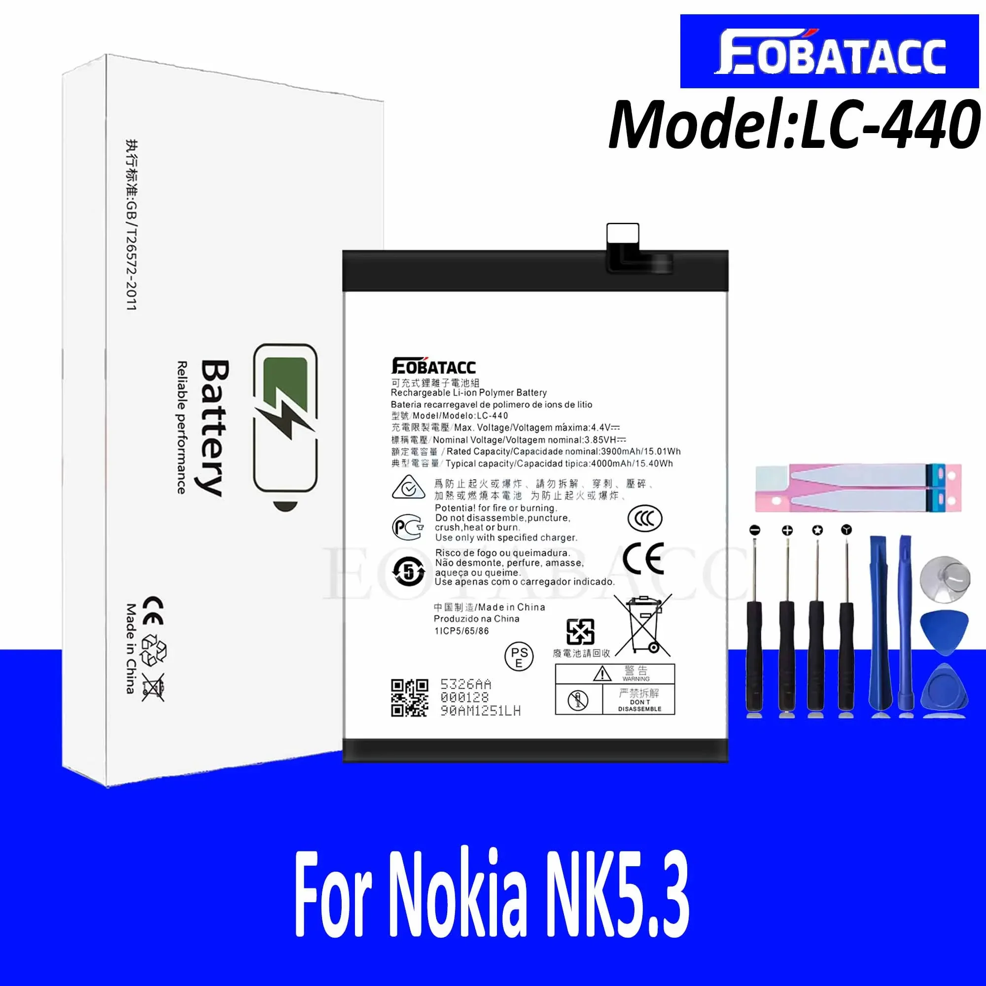 

EOTABACC 100% Original New Replacement Battery LC-440 LC440 For Nokia NK7.2 NK6.2 Phone Battery+Tools