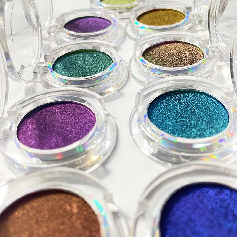 Mini paleta de sombra de ojos camaleón óptico, sombra de ojos con brillo prensado, paleta de maquillaje de sombra de ojos de neón, maquillaje de
