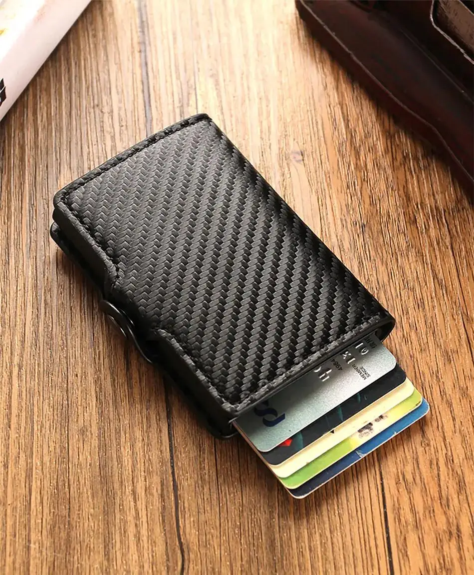Carbon Faser Brieftasche Für Männer Kreditkarte Halter RFID Blocking Dünne Mini Aluminium Metall Brieftaschen Münzfach Geld Tasche Vallet – Detail 8