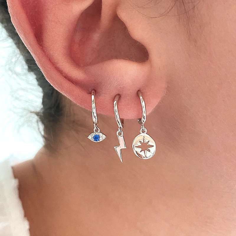925 Sterling Silver Ear Needle Vintage Geometric Silver Earrings Tassel Pendant Hoop Earrings for Women Fashion Jewelry Gift