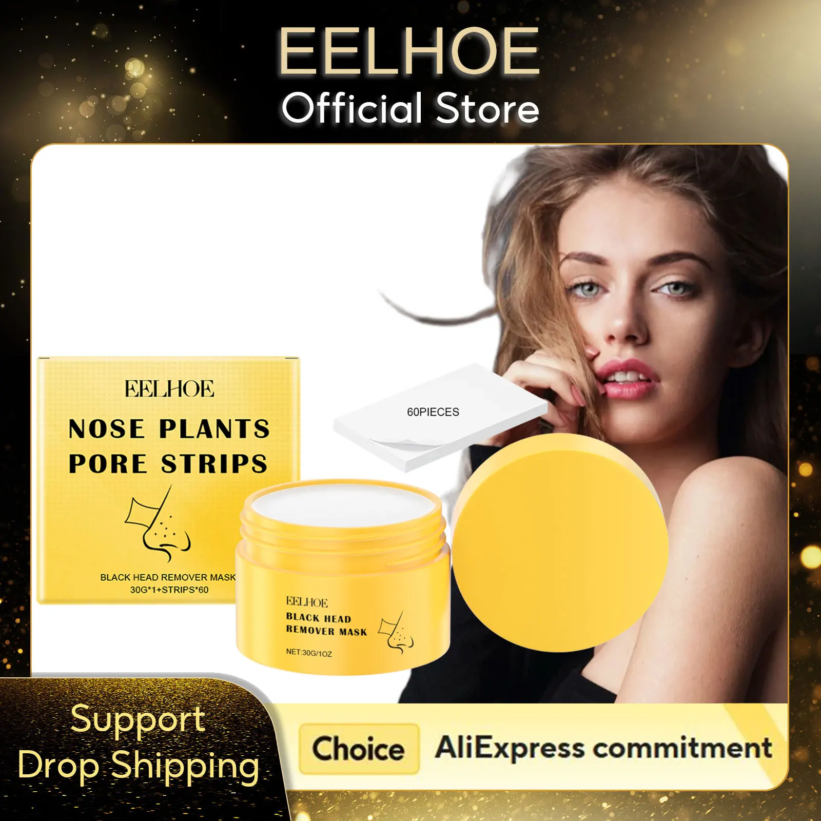 

EELHOE Blackhead Patch for Nose Exfoliator Clean Facial Pores Refreshing Oil Control Removes Blackheads from the Face Mask 30g