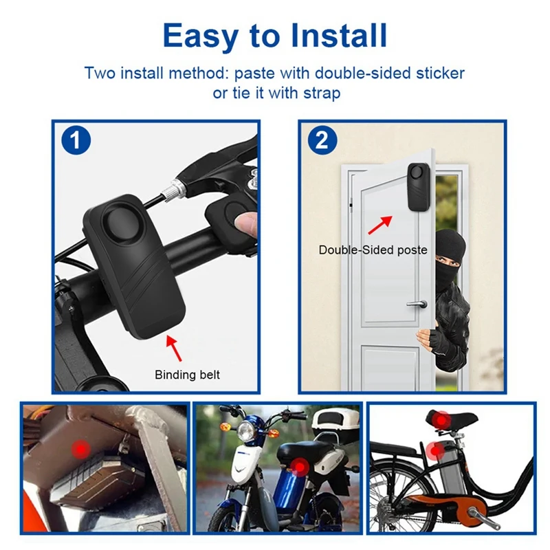 Anti-Theft Motorcycle Bike Alarm 100Db Burglar Vibration Alarm Plastic Security System Waterproof Alarm