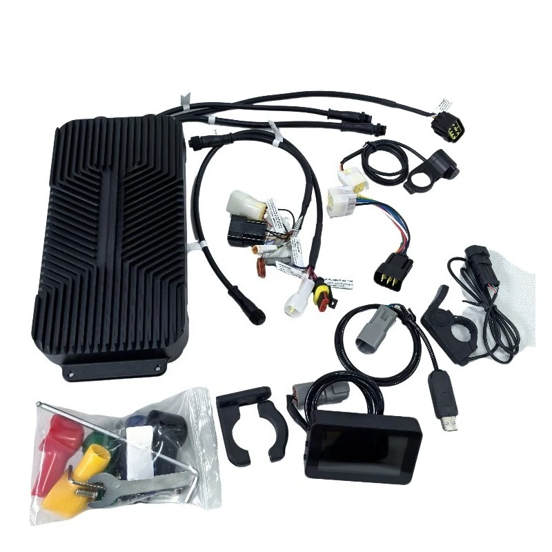 

Controller plug-and-play conversion kit for electric off-road vehicles with automatic front wheel ground removal