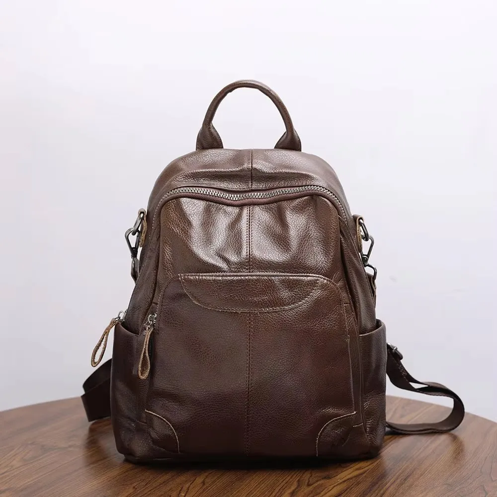 Daily Genuine Leather Backpack Woman Casual Real Cow Leather Shoulder Bags Fashion Ladies Cowhide Travel Bagpack