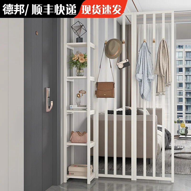 Screen partition, living room entry door blocking wrought iron entrance shelf, modern simple grille hollow wall partition