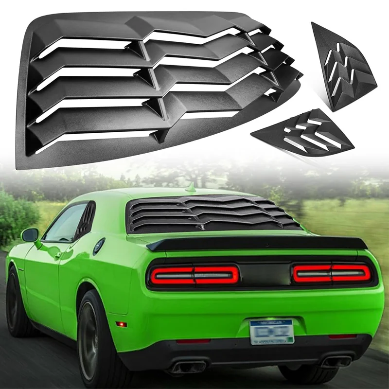 

Rear+Side Window Louver ABS Windshield Sun Shade Cover Compatible with Dodge Challenger 2008-2023 in GT Lambo Style ,Matte Black