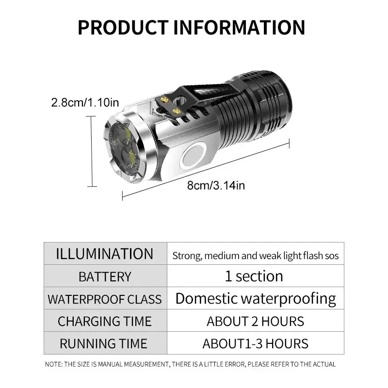 Three-Eyed Monster Mini Flash Super Power Flashlight Rechargeable Portable Outdoor Lighting Long-Range Powerful Flash Lights