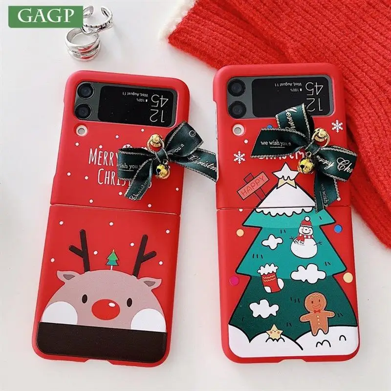 New Year Christmas Gift Phone Case For Samsung Z Flip 4 3 Santa Reindeer Soft Shockroof Case for Samsung Z Flip 4 Back Cover