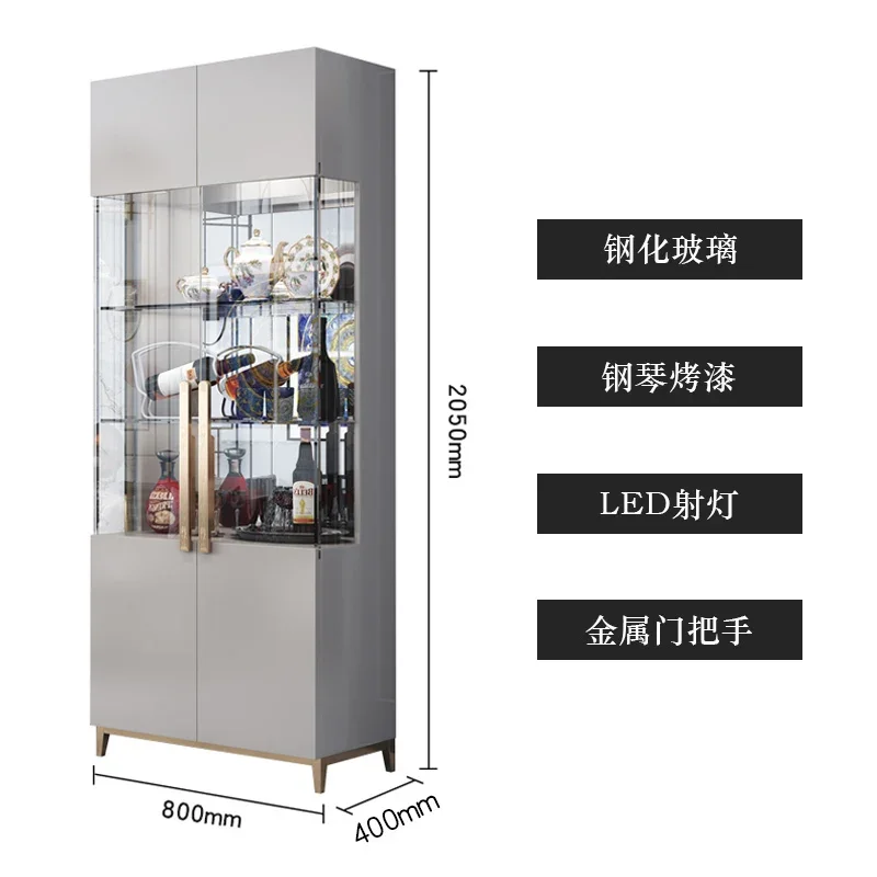 

Light Luxury Glass Door Wine Cabinet Display Cabinet Modern Minimalist Double Door Wall Sideboard Cabinet Living Room Locker