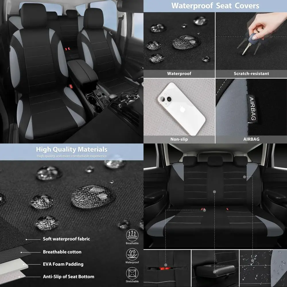 

Универсальные чехлы из неопрена для сидений автомобилей, внедорожников, фургонов, седанов, грузовиков - водонепроницаемые, черно-серая защита салона