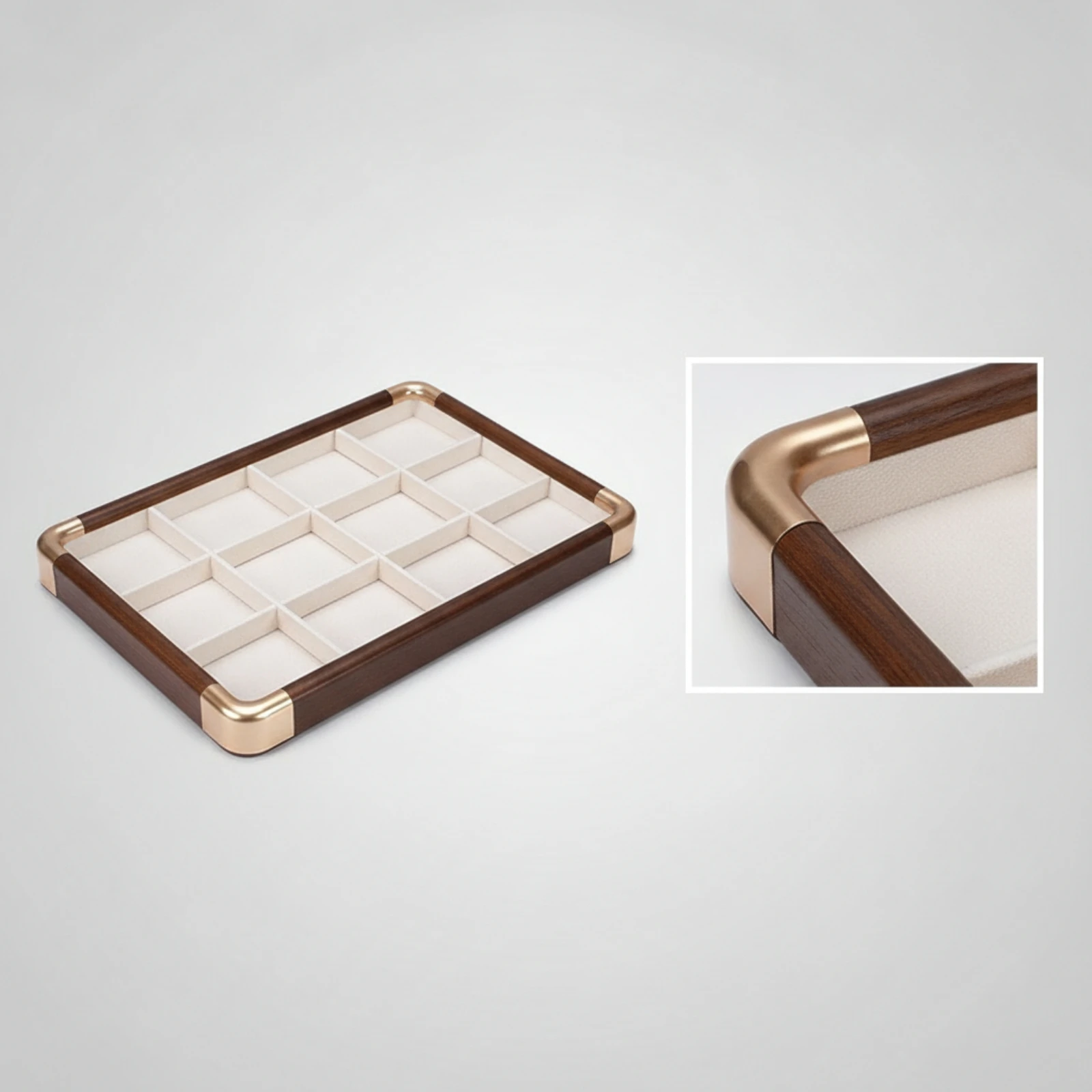 12-Compartment Jewelry Tray Divided Jewelry Storage Tray Desktop Organizer Rectangular Slimline for Vanity, Dresser