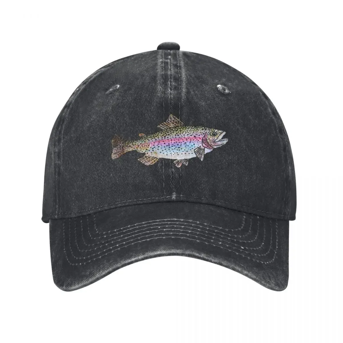 Rainbow Trout Fish Drawing Baseball Cap Ball Cap Military Tactical Cap Fishing Boy Child Women's