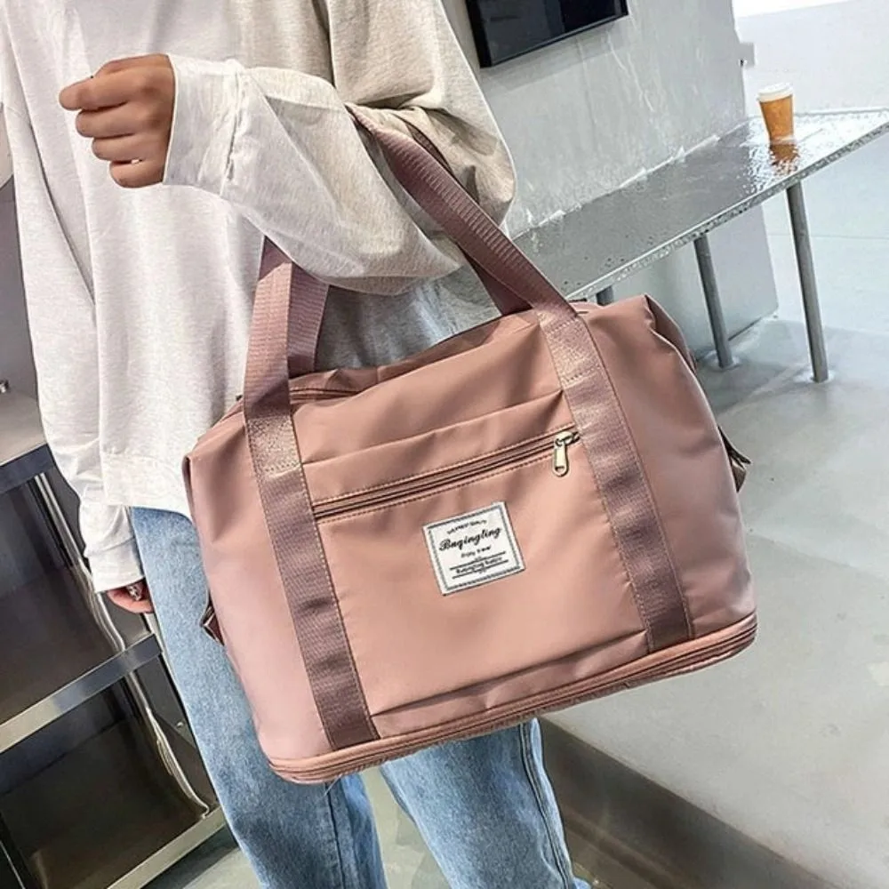 

Portable Oxford Carry On Travel Bag Wet Dry Separation Scalable Storage Handbag Waterproof Foldable Travel Tote Bag Business