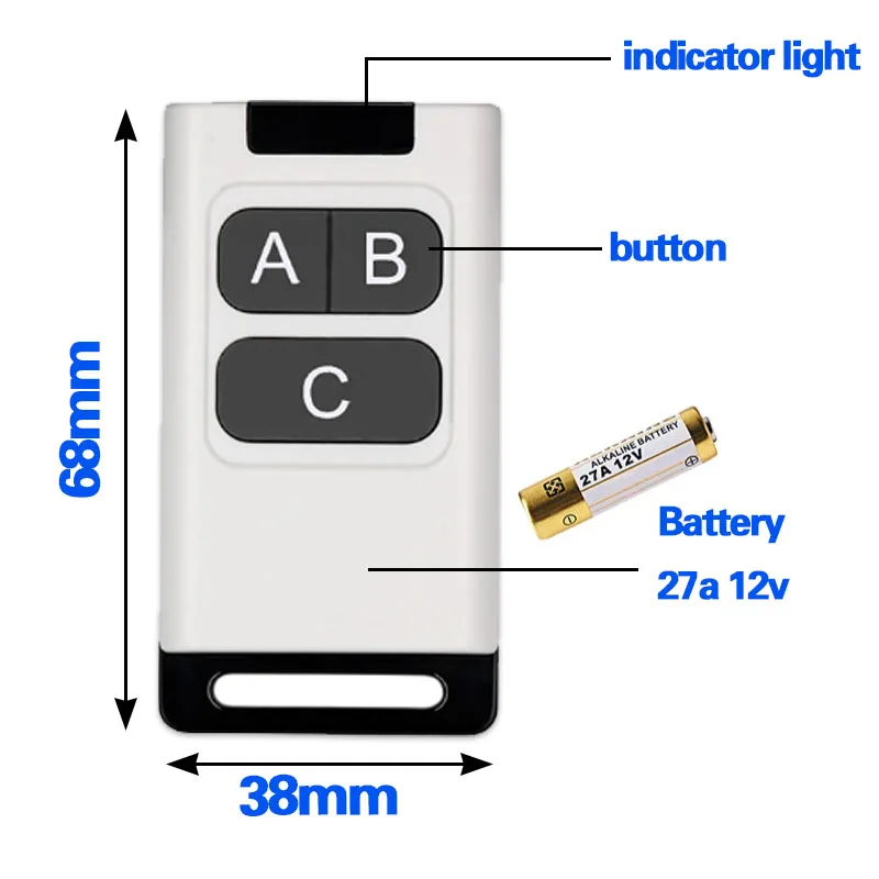 433MHz Rf Wireless Garage Remote Control Switch AC 110V 220V 2CH Relay Receiver and Transmitter for Light Garage Gate Control