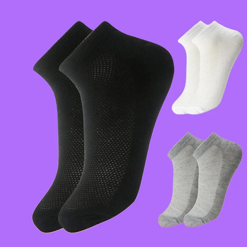 Chaussettes d'affaires unisexes élastiques courtes pour hommes, documents solides, maille en coton, grande taille, chaussettes respirantes EU38-47 pour hommes, 5 paires, 10/20 paires