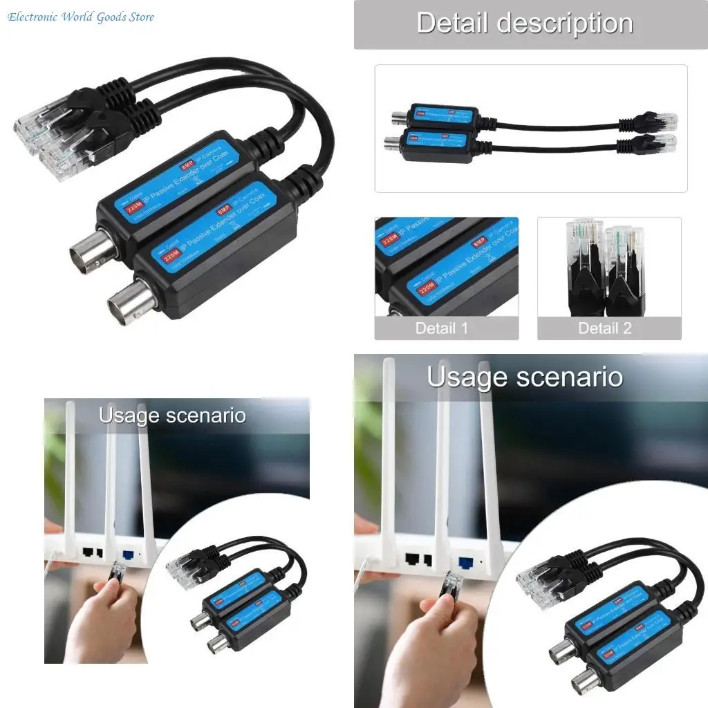 

Сетевой IP-передатчик A3PD, пара адаптеров конвертера коаксиального кабеля в Ethernet для IP-камеры NVR 10/100 Мбит/с, 220 м, 5